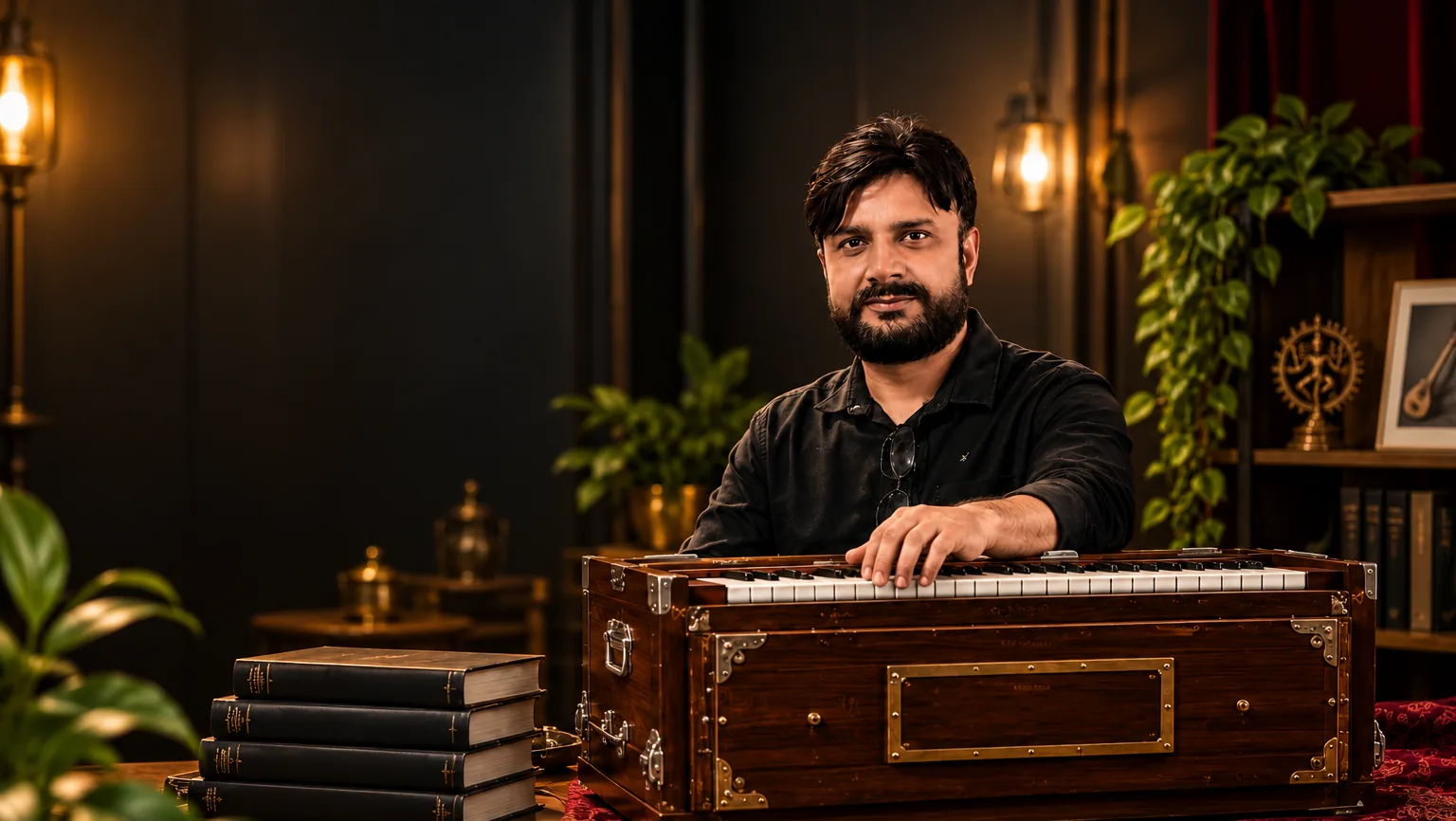 Mukesh Sir playing the harmonium